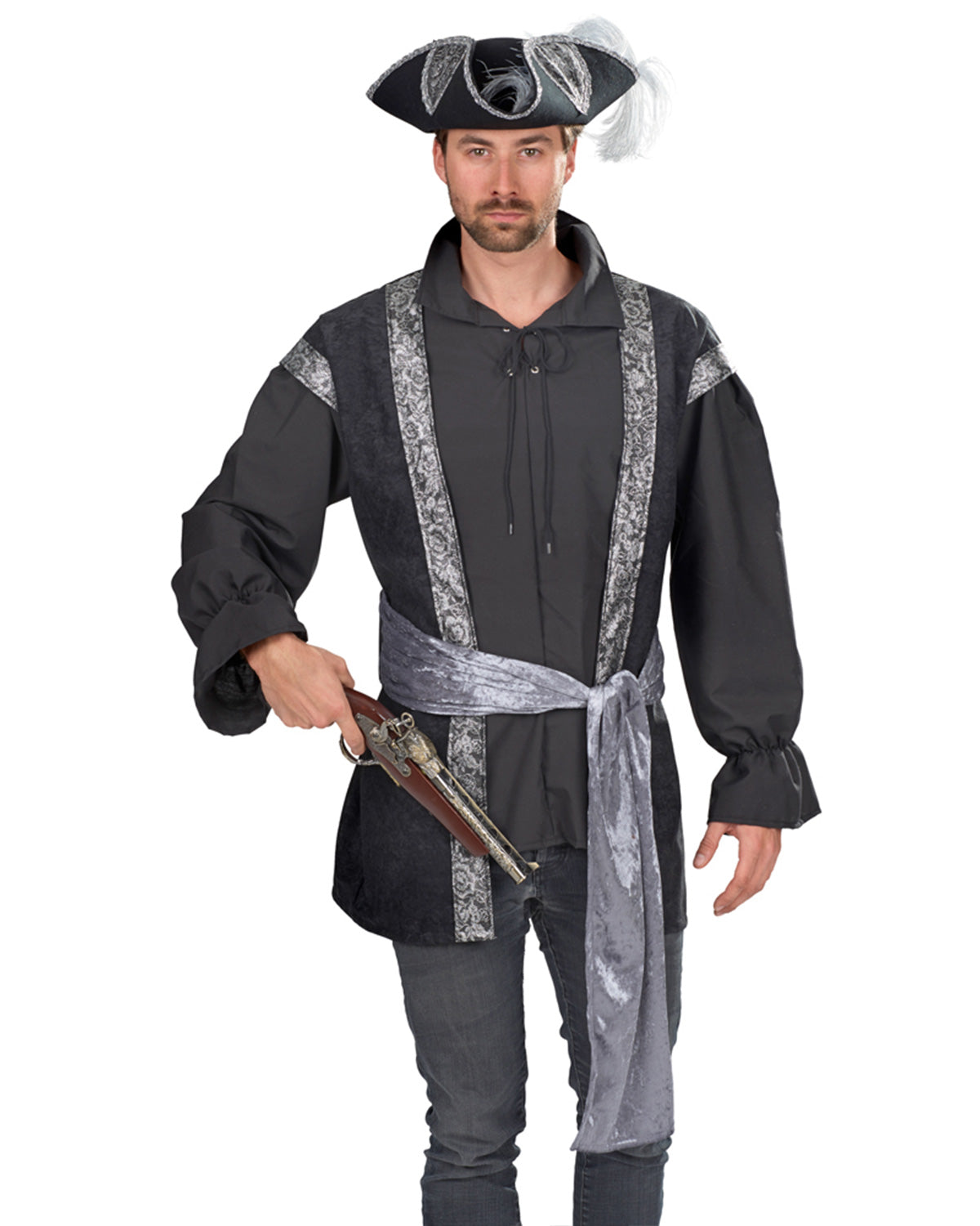 pirat-jack-hemd-mit-weste-herren-schwarz-silber-gr-50-52 image 5