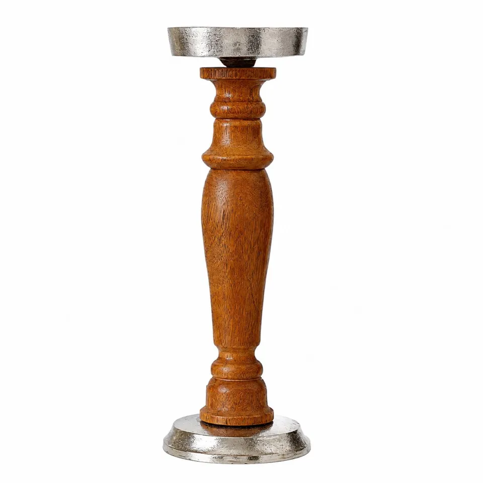 das-kost-mland-kerzenhalter-holz-metall-11x41-cm-weihnachtsdeko image 1