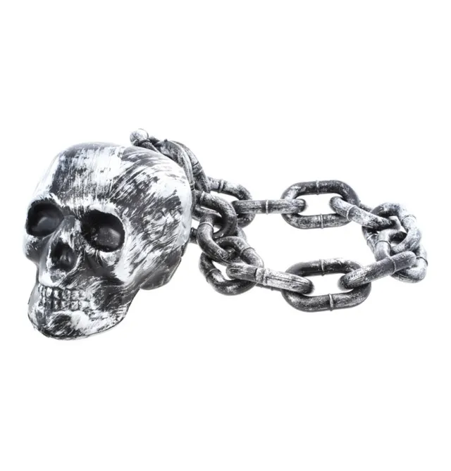das-kost-mland-halloween-kunststoffkette-totenkopf-silber-55-cm image 1