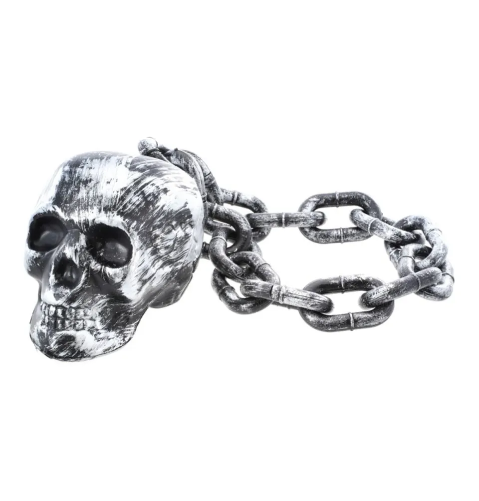 das-kost-mland-halloween-kunststoffkette-totenkopf-silber-55-cm image 1