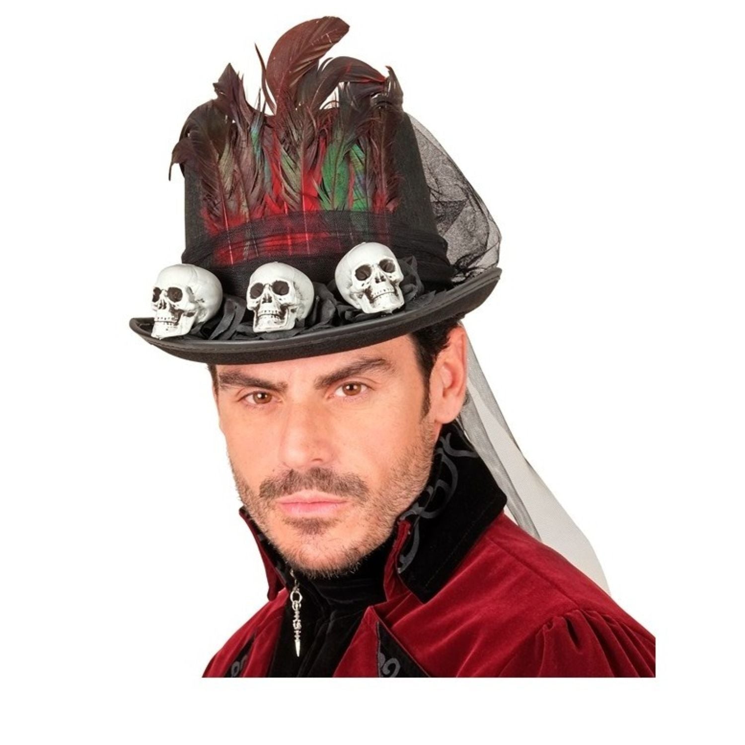 das-kost-mland-voodoo-zylinder-totenkopf-hut-schwarz image 5