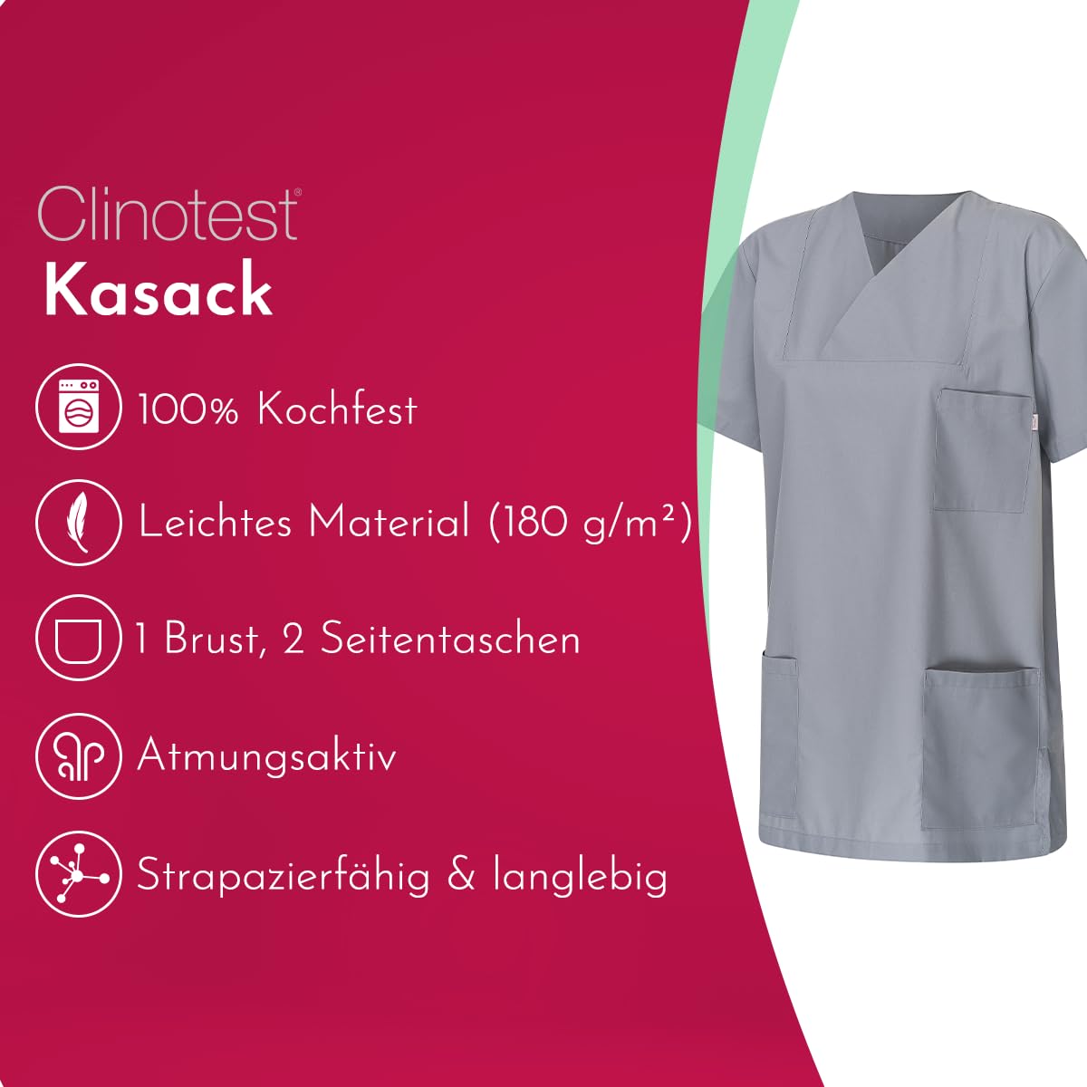 clinotest-personal-schlupfkasack-anna-anton-unisex-kurzarm image 1
