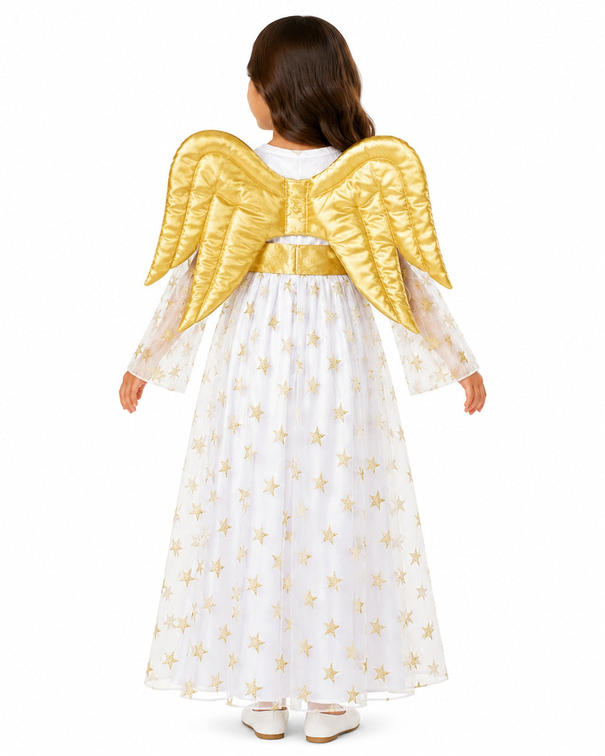 kinder-engelskost-m-sternen-engel-samtkleid-wei-gold-mit-fl-geln image 5