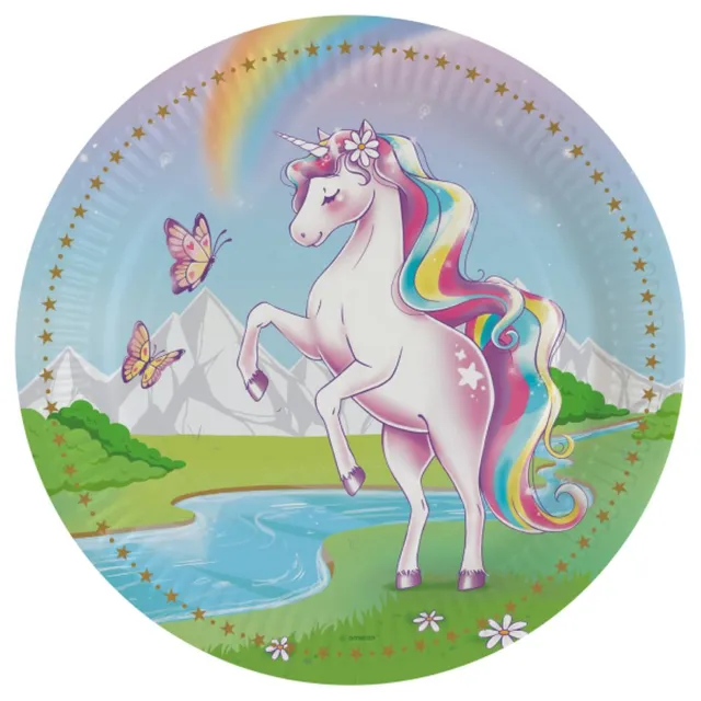 das-kost-mland-dekorationen-unicorn-dreams-pappteller-23cm-8stk image 1