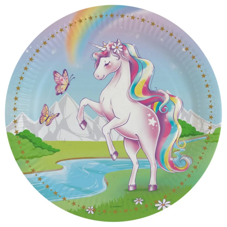 das-kost-mland-dekorationen-unicorn-dreams-pappteller-23cm-8stk image 1