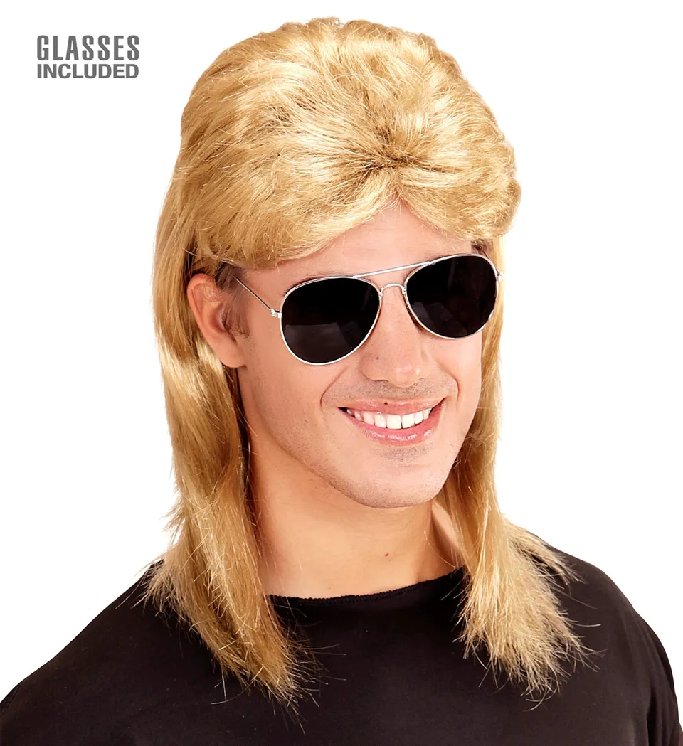 das-kost-mland-accessoires-80er-rockstar-vokuhila-per-cke-blond-mit-brille image 1