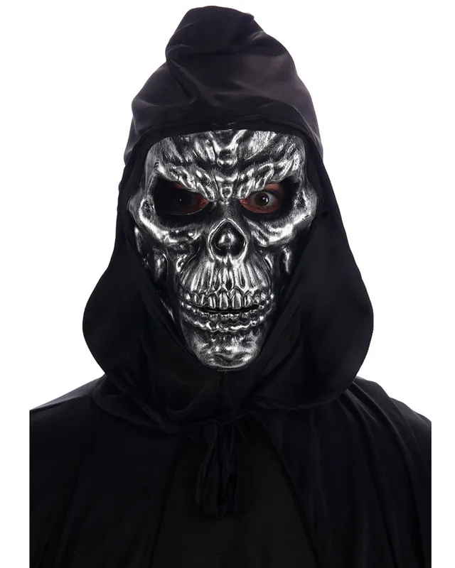 das-kost-mland-accessoires-halloween-maske-totenkopf-kapuze-silber image 1