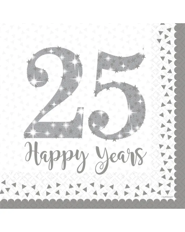 das-kost-mland-dekorationen-silver-anniversaries-servietten-16x-silber image 1