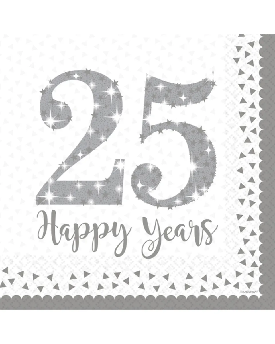 das-kost-mland-dekorationen-silver-anniversaries-servietten-16x-silber image 1