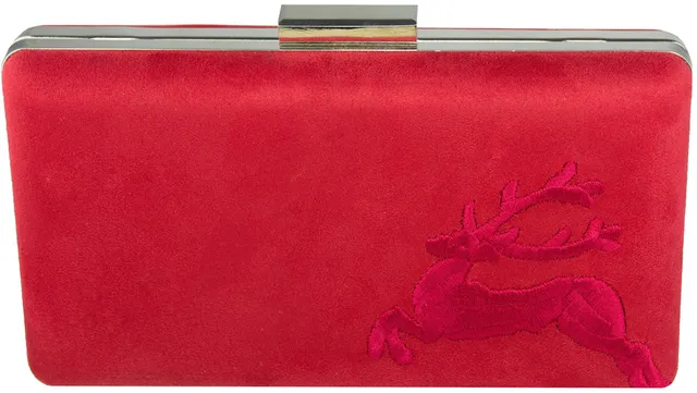 das-kost-mland-accessoires-handtasche-hirsch-clutch-rot-kette image 1