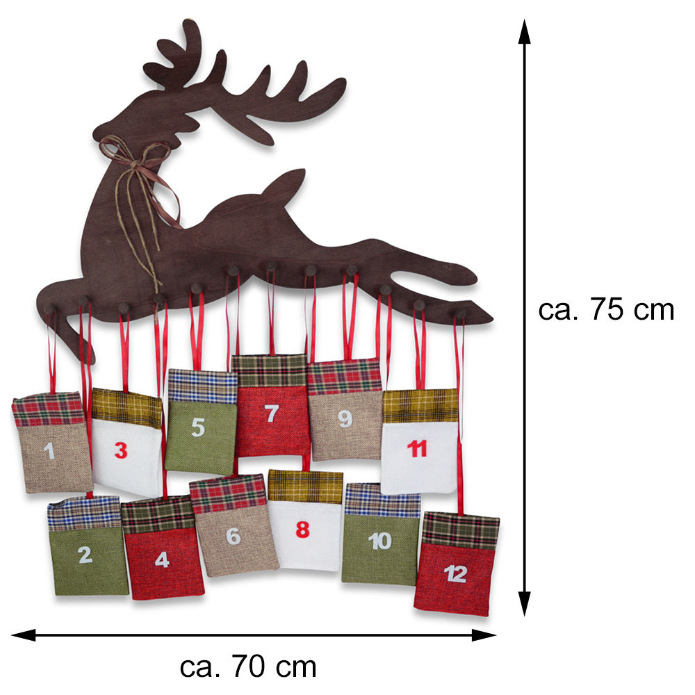 riffelmacher-19608-adventskalender-hirsch-24-s-ckchen-holz-70x75cm image 3