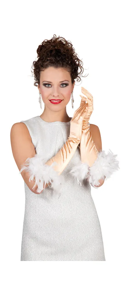 das-kost-mland-st-tropez-satin-handschuhe-gold-federn image 1
