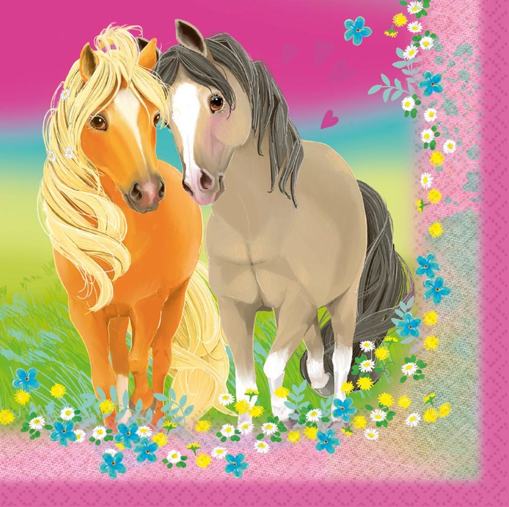 amscan-pretty-pony-servietten-20-stk-33x33cm-pferd image 2