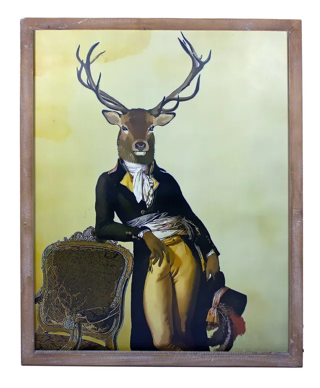 das-kost-mland-sir-hirsch-wandbild-60x80-cm-vintage-holzrahmen image 1