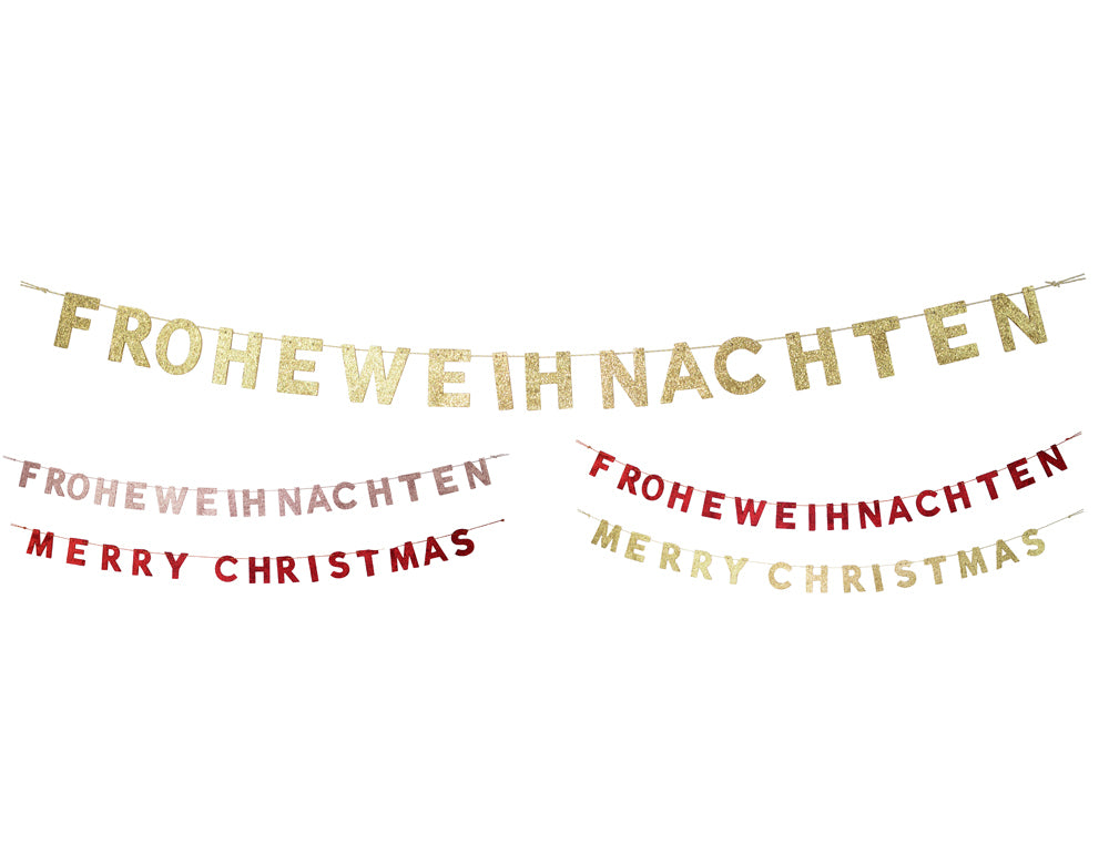 riffelmacher-girlande-frohe-weihnachten-rosa-glitzer-holz-190cm image 1