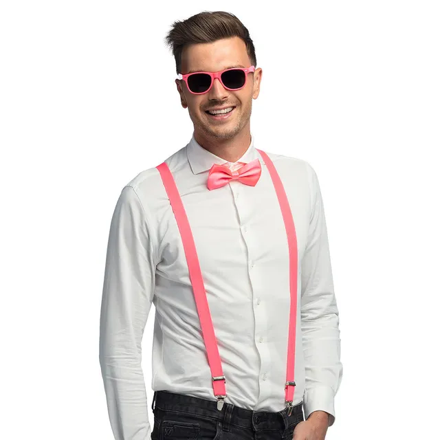 das-kost-mland-partyset-hosentr-ger-brille-fliege-neon-pink image 1