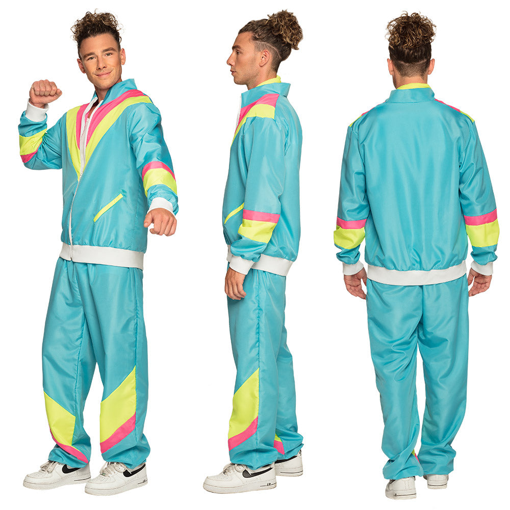 retro-man-trainingsanzug-herren-neonblau-uv-80er-kost-m image 2