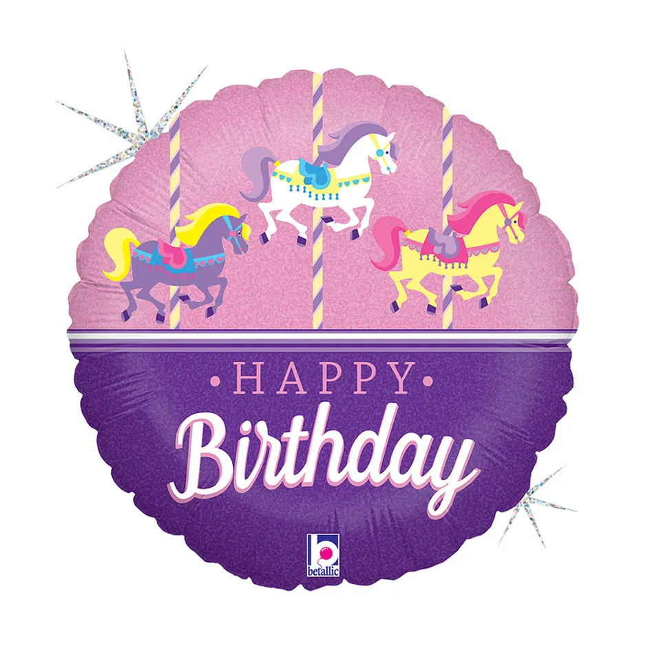 das-kost-mland-folienballon-happy-birthday-pferdchen-holo-46cm image 1