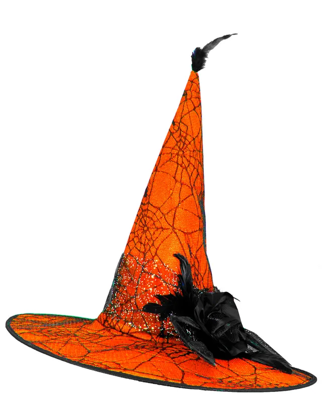 das-kost-mland-soluna-hexenhut-orange-schwarz-spinnennetz image 1