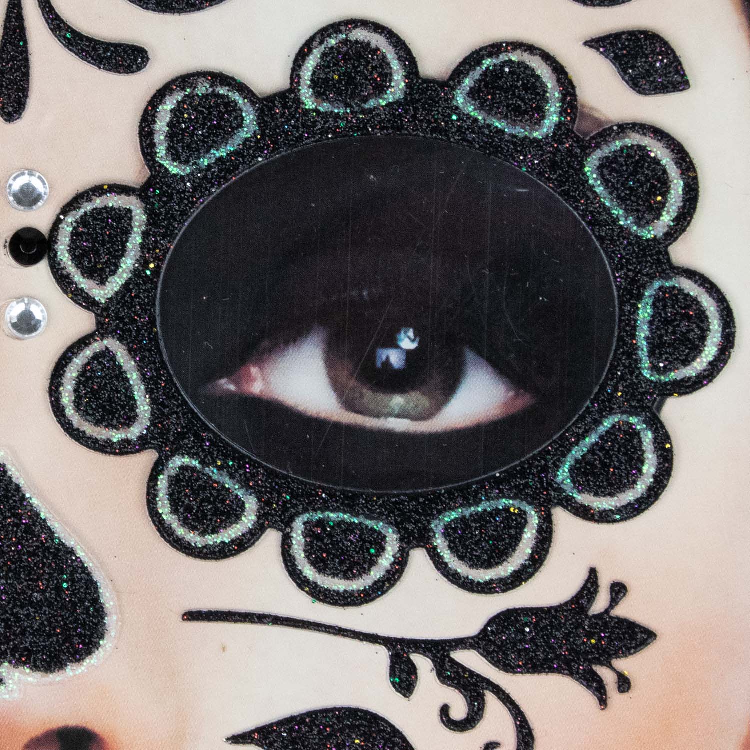 halloween-gesichts-tattoo-skelett-schwarz-glitzer-selbstklebend image 7