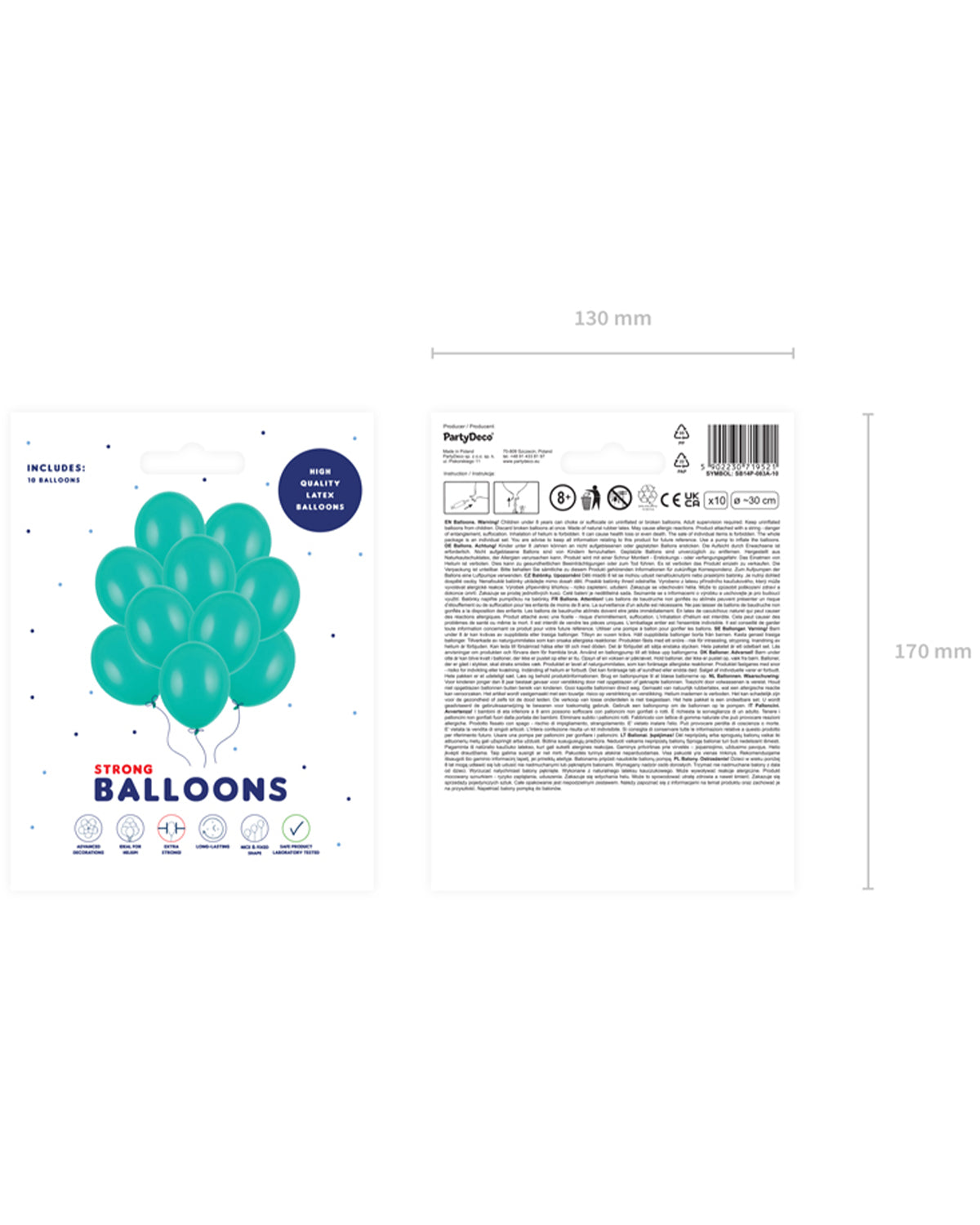 das-kost-mland-uni-pastell-luftballons-t-rkis-10-st-ck-30-cm image 2