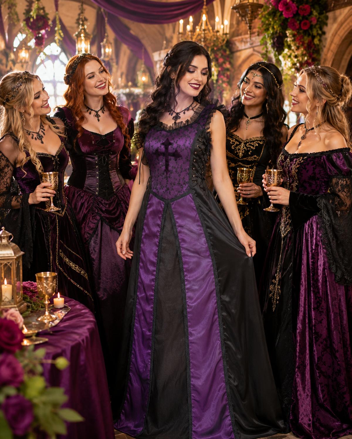 das-kost-mland-damen-larp-corsagenkleid-violett-schwarz-gothic image 4
