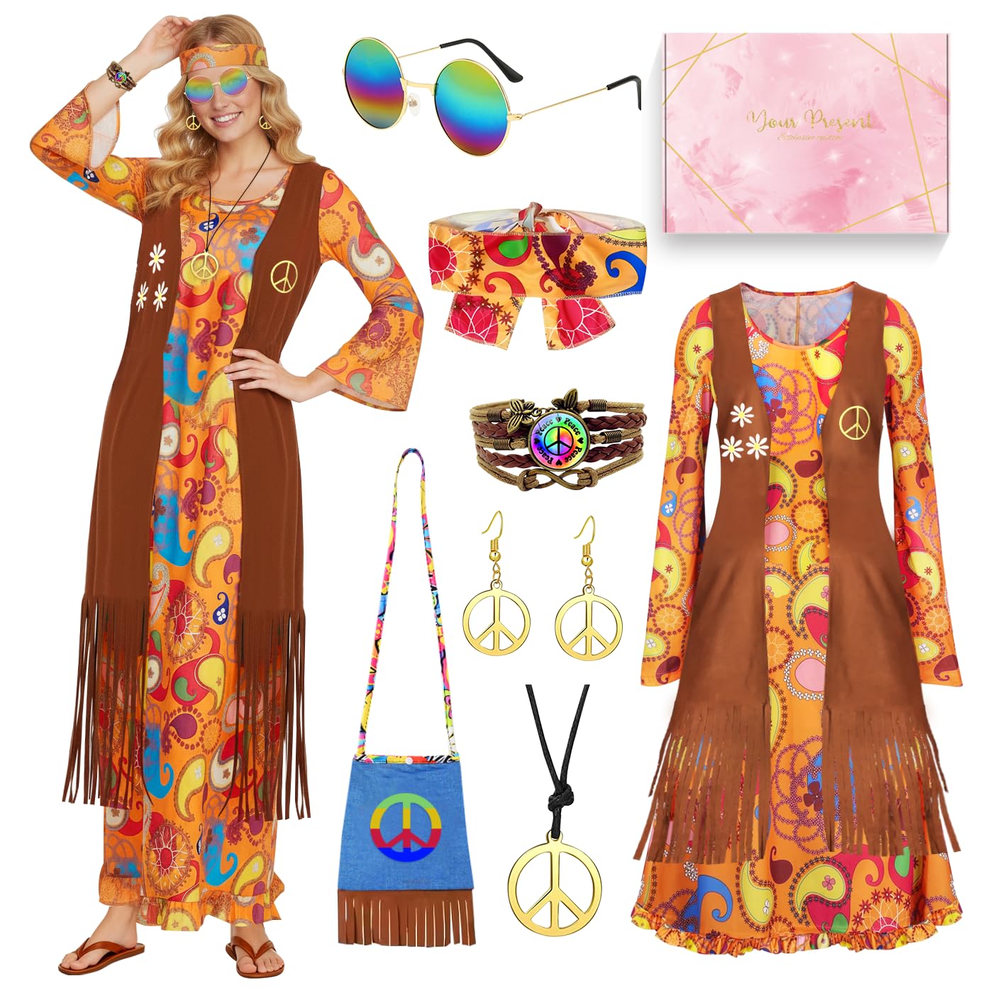 heitoyi-costumes-hippie-kost-m-damen-orange-gr-e-xl image 1