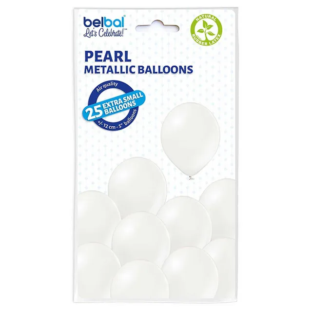 das-kost-mland-uni-metallic-luftballons-12cm-wei-25-st-ck image 1