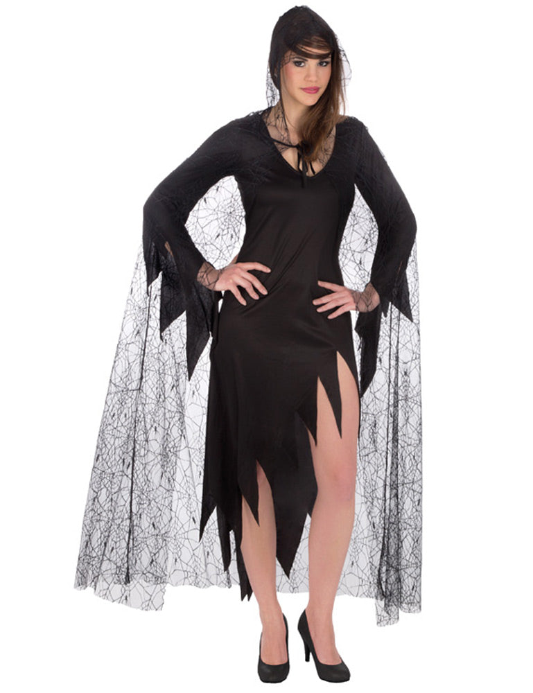 das-kost-mland-accessoires-kapuzenumhang-spinnennetz-160cm-schwarz image 1