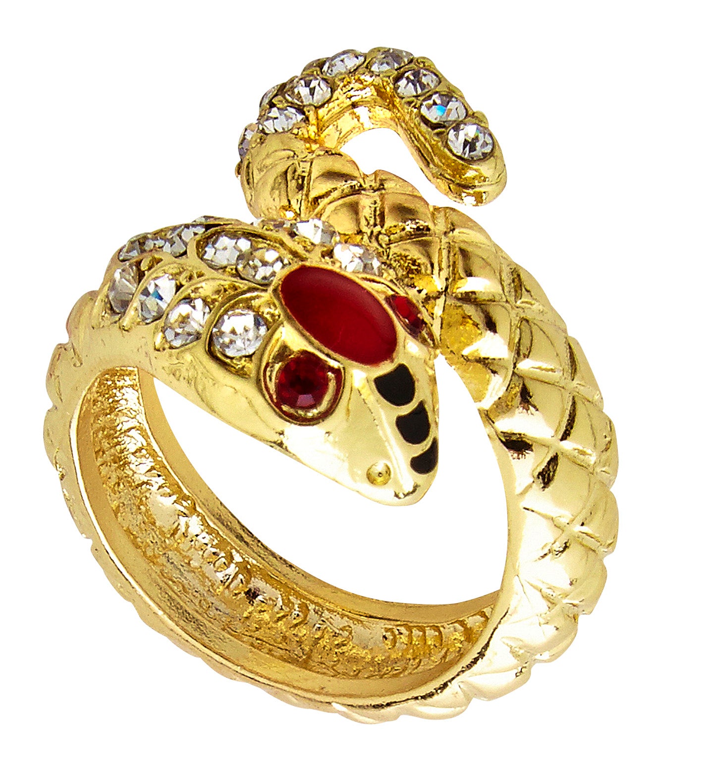 das-kost-mland-ring-schlangen-mit-strass-gold-rot-damen image 1