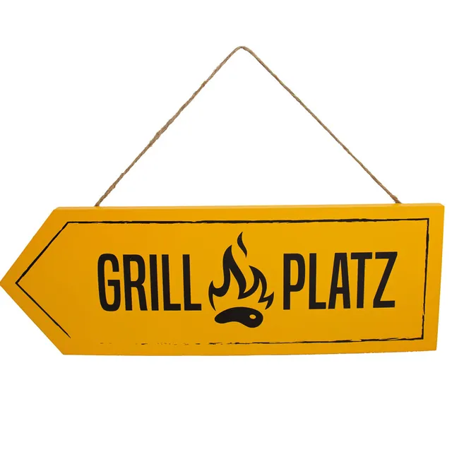 riffelmacher-holz-dekoschild-grillplatz-gelb-08528-gartendeko image 1