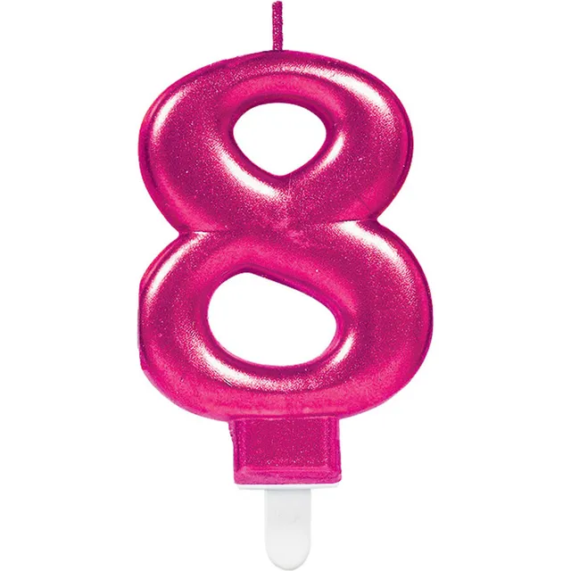 das-kost-mland-zahlenkerze-8-metallic-pink-9-3cm image 1