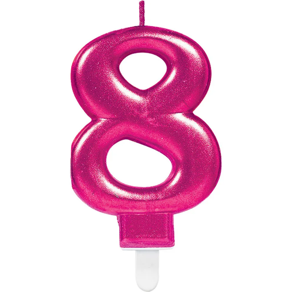 das-kost-mland-zahlenkerze-8-metallic-pink-9-3cm image 1