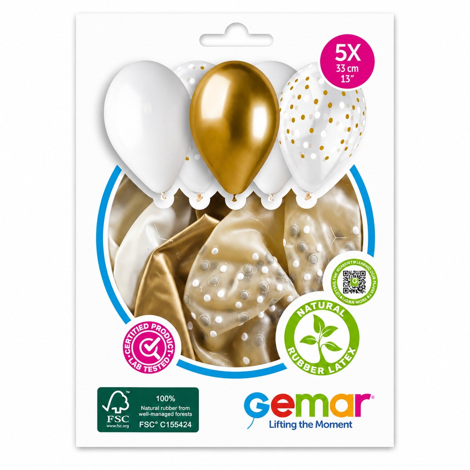 latexballons-golden-dots-wei-gold-33cm-5-st-ck image 2
