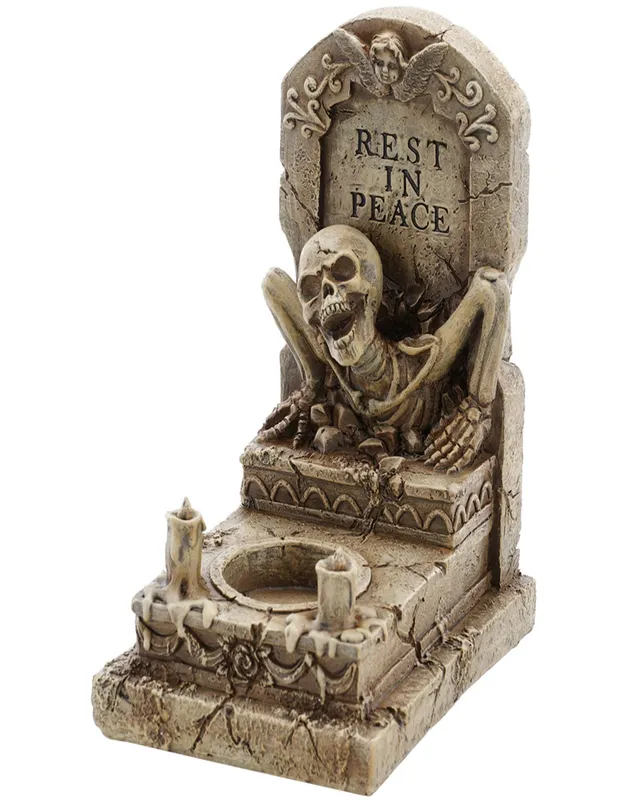 das-kost-mland-totenkopf-kerzenhalter-rest-in-peace-18-cm image 1