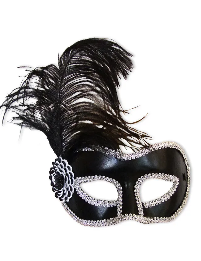 das-kost-mland-accessoires-arianna-augenmaske-schwarz-silber-mit-feder image 1
