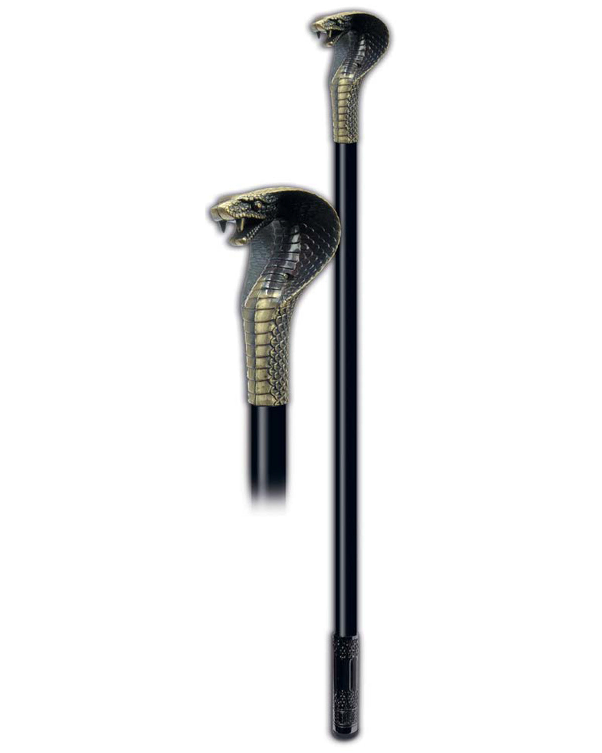 das-kost-mland-kobra-gehstock-metall-schwarz-gold-schlangenkopf image 1