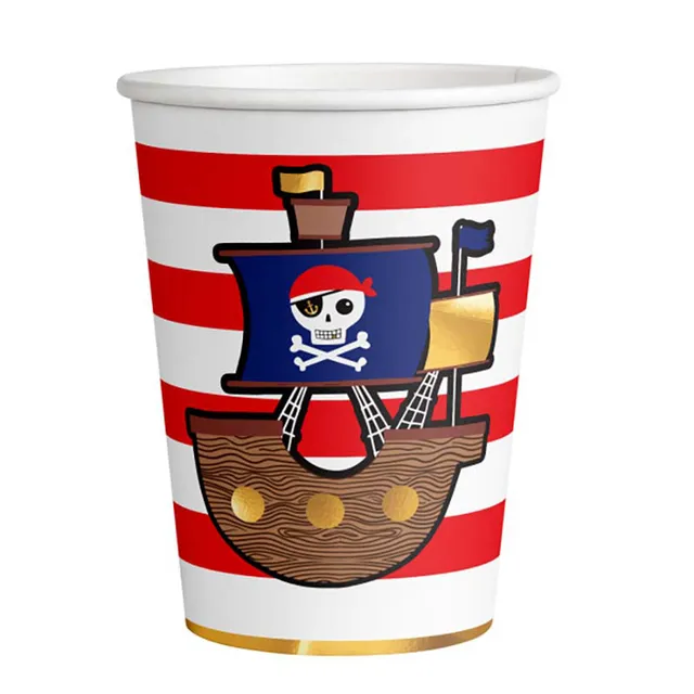 das-kost-mland-dekorationen-pappbecher-pirat-boot-250-ml-8-stk image 1