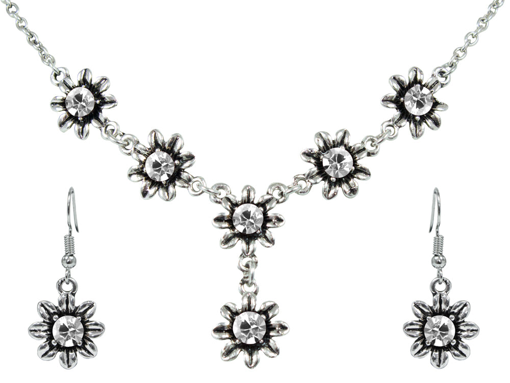 das-kost-mland-blumen-collier-kristall-mit-ohrh-ngern image 1