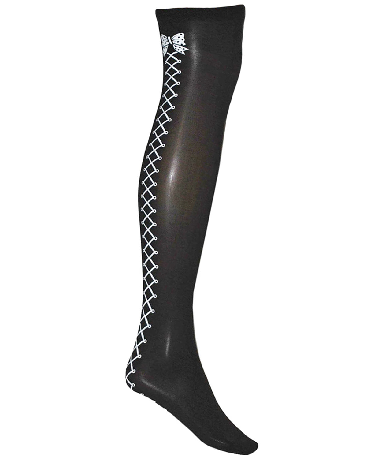 das-kost-mland-overknees-halterlose-str-mpfe-schwarz-wei-schleife image 1