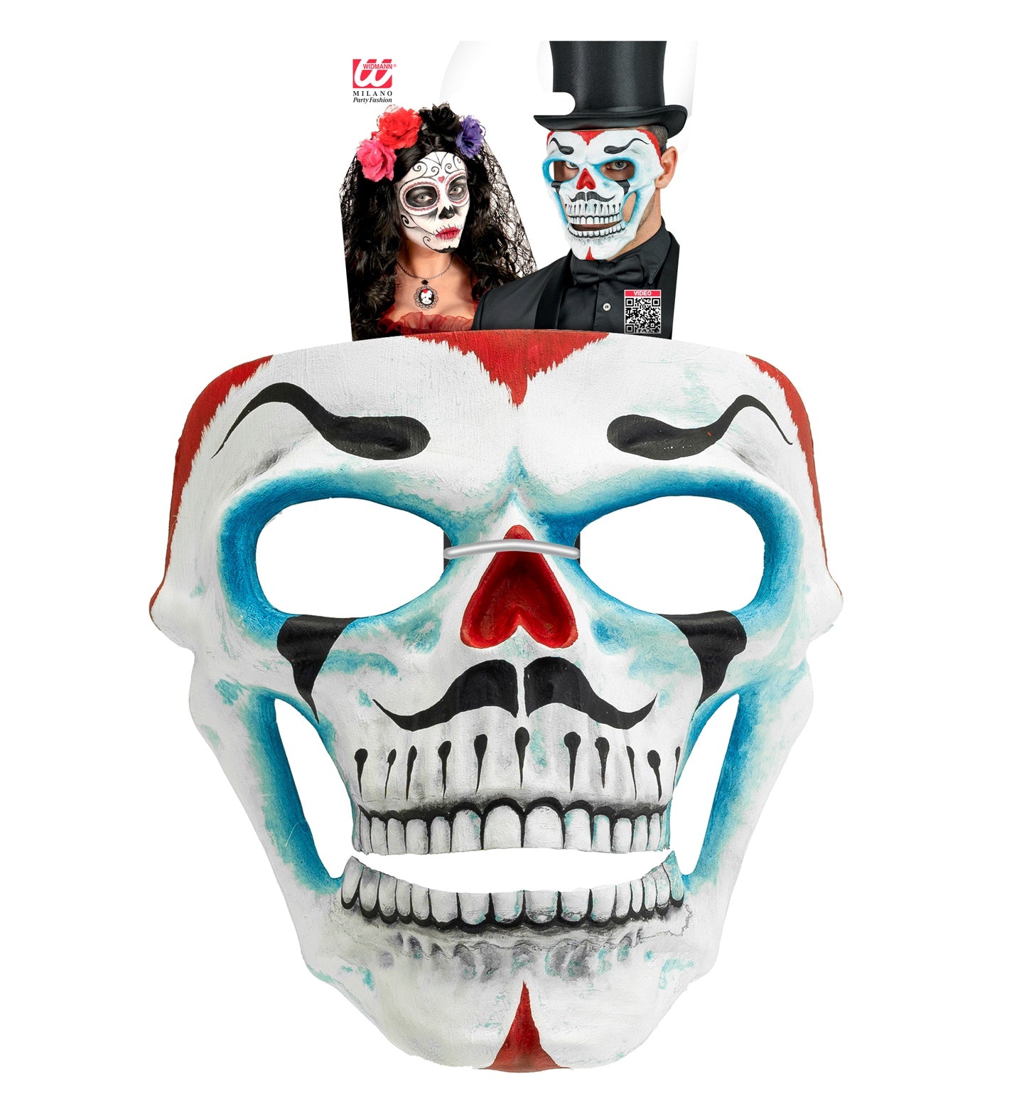 das-kost-mland-dia-de-los-muertos-totenkopf-clownmaske-wei-blau image 2