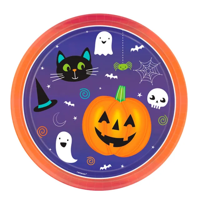 das-kost-mland-happy-halloween-pappteller-orange-22-8cm-8-stk image 1