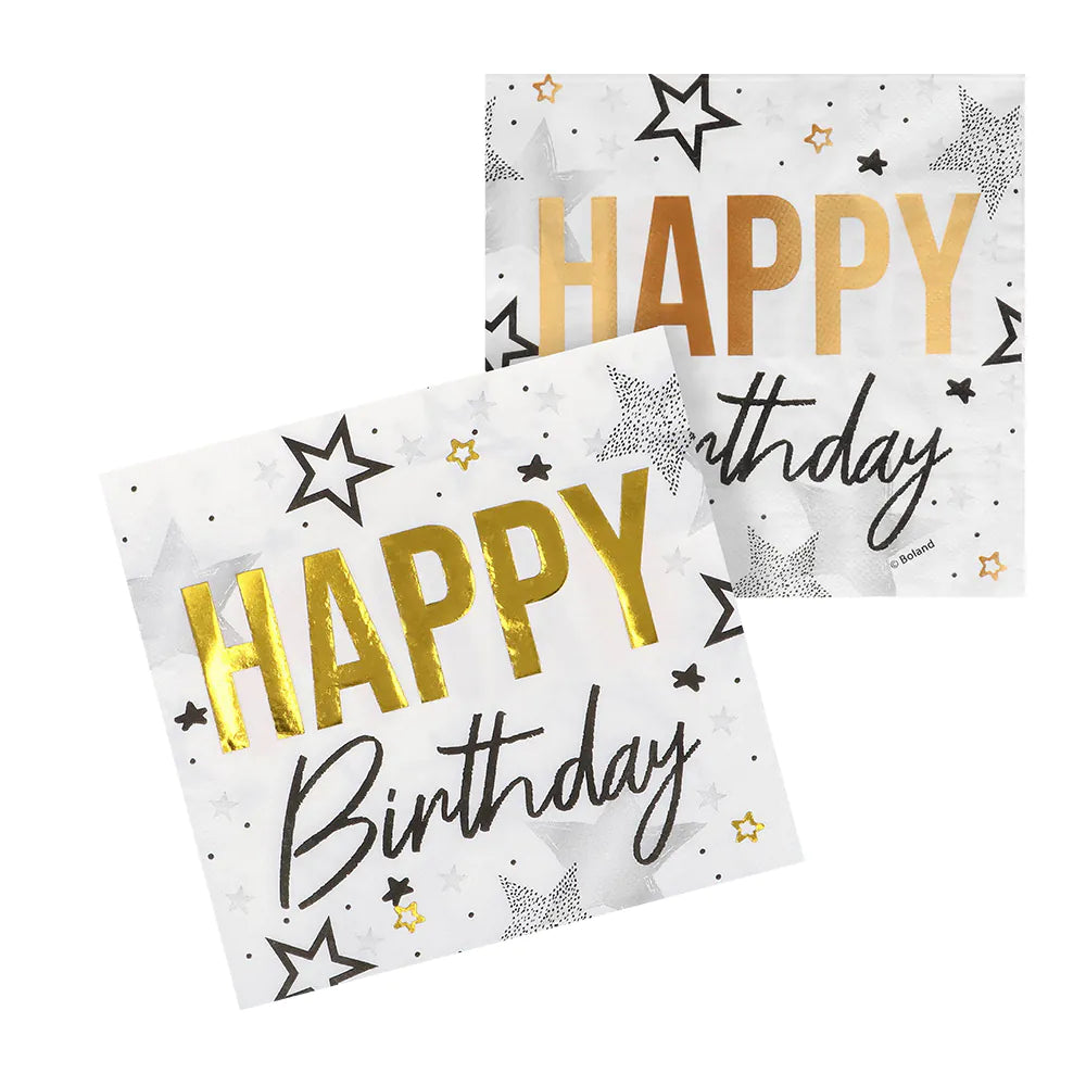 das-kost-mland-happy-birthday-servietten-gold-schwarz-20er-33cm image 2