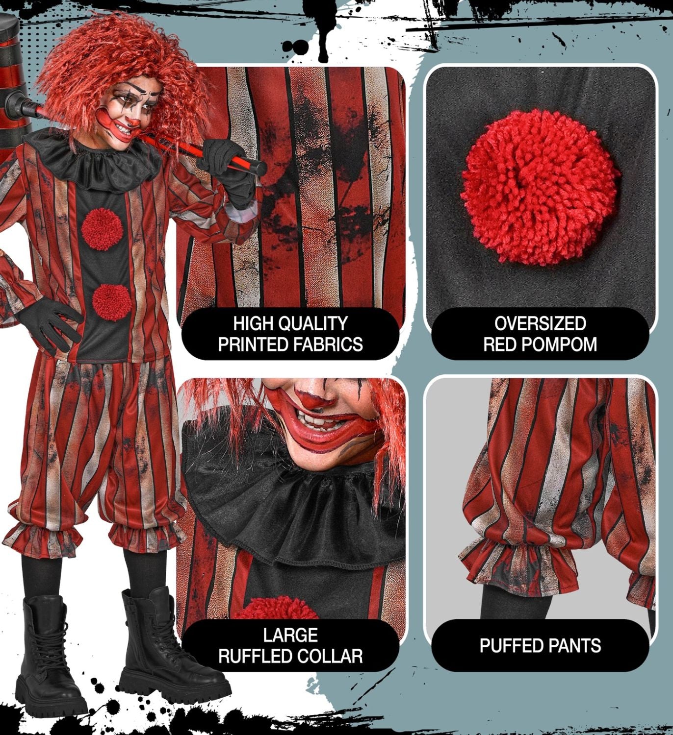 das-kost-mland-wicked-clown-horror-clown-jungen-3-tlg-gr-140 image 4