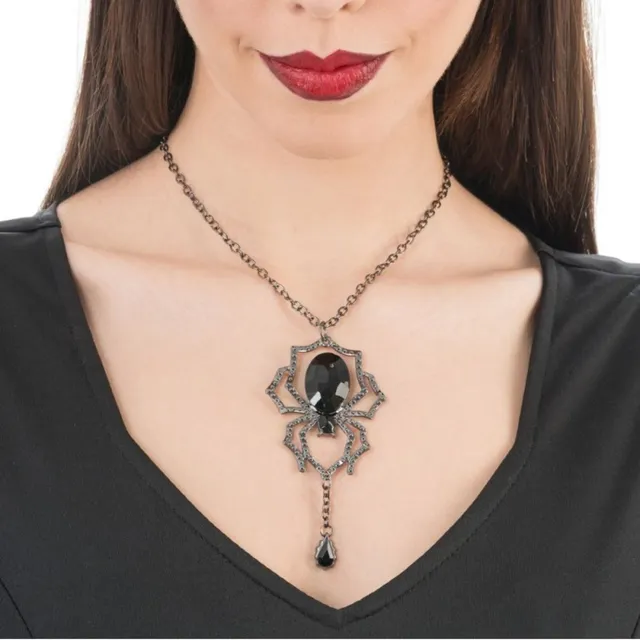 das-kost-mland-halskette-spinne-kette-silber-schwarz-strass image 1
