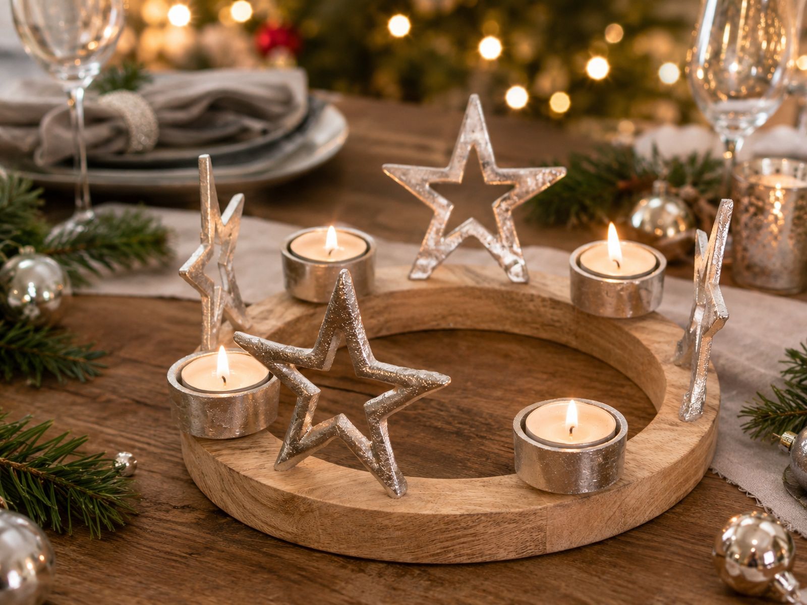 das-kost-mland-75219-adventskranz-holz-silber-25-cm image 2