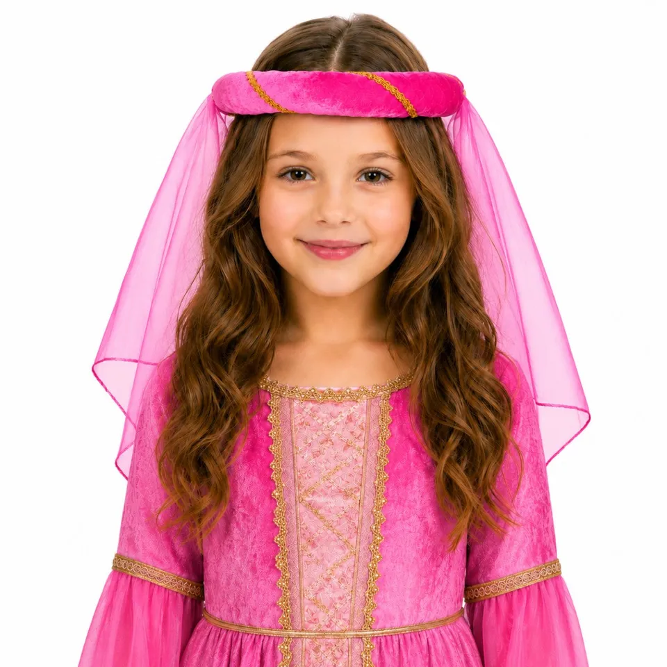 mittelalter-haarband-helena-schleier-m-dchen-pink-kost-m image 1