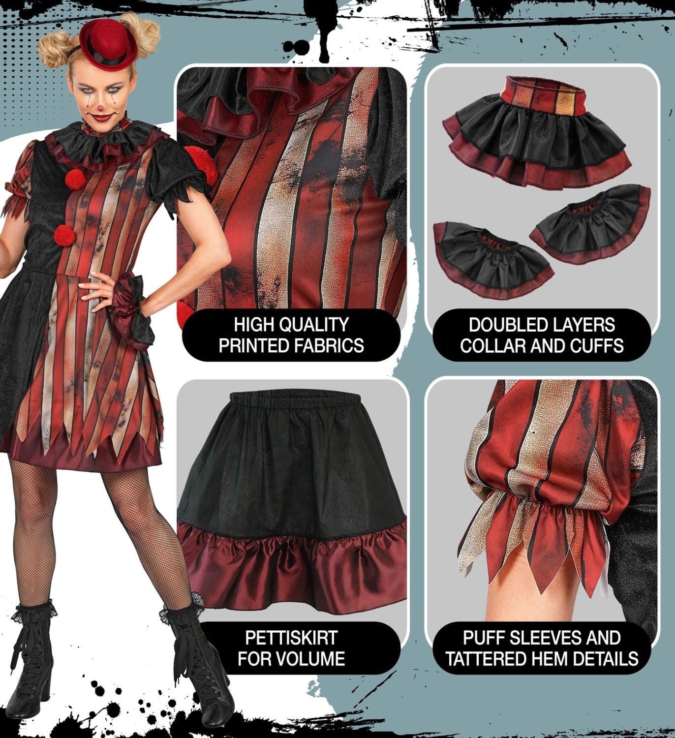 das-kost-mland-wicked-clown-horror-clownin-kost-m-damen-gr-l-5-tlg image 2
