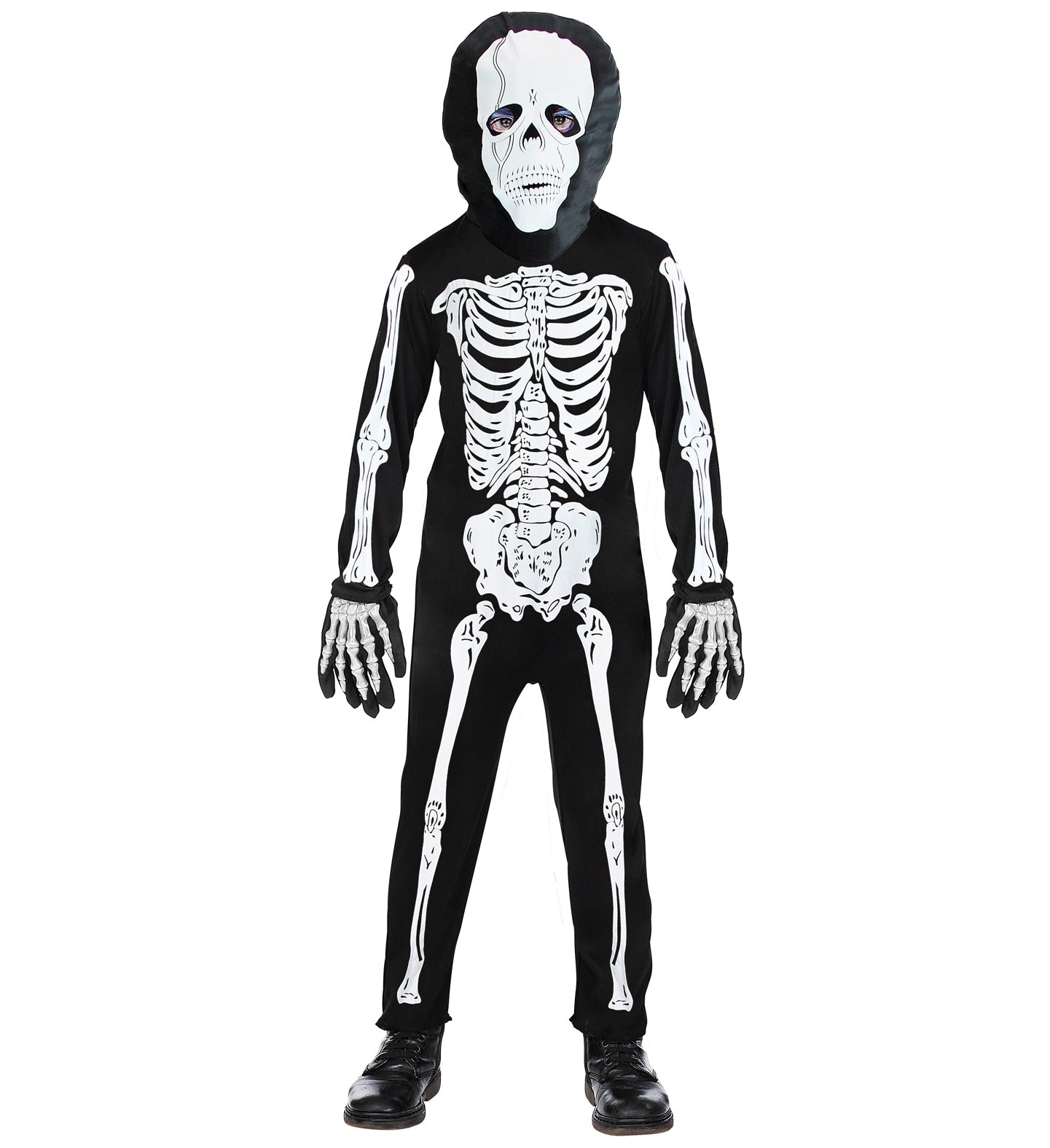 das-kost-mland-halloween-skelett-kinderkost-m-mit-maske-schwarz-wei image 2