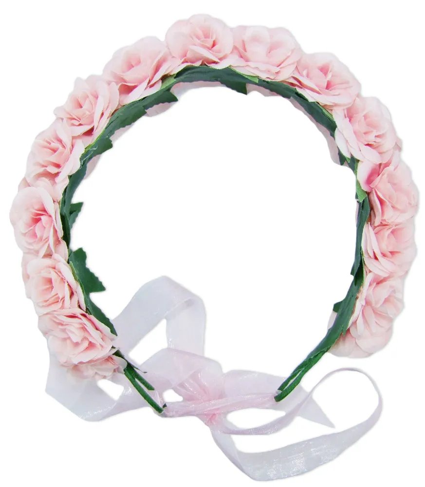 das-kost-mland-dekorationen-blumenkranz-rosen-haarkranz-rosa-textil image 1